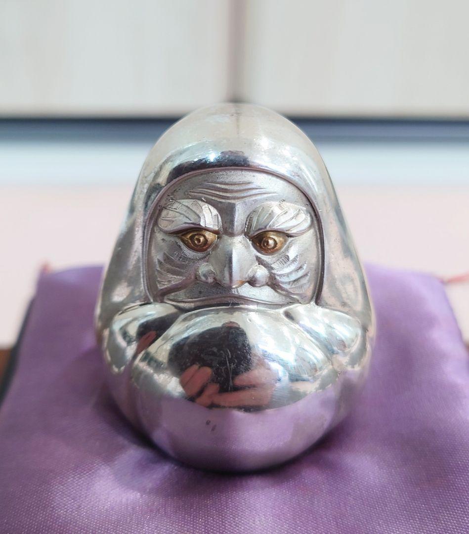 銀製　達磨　置物　ケース付