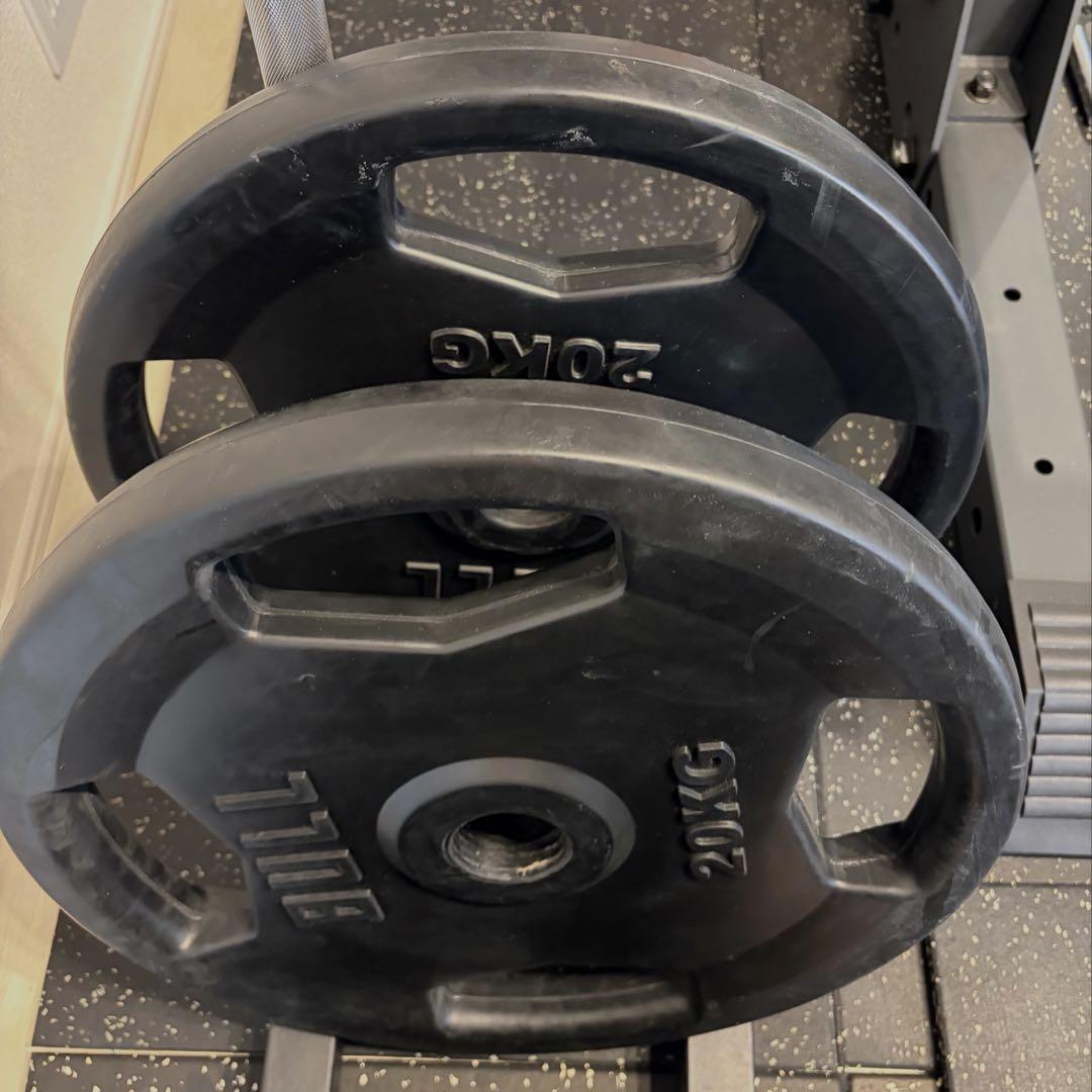 【直接引渡可】BULLオリンピックバーベルプレート20kg x 2ラバープレート