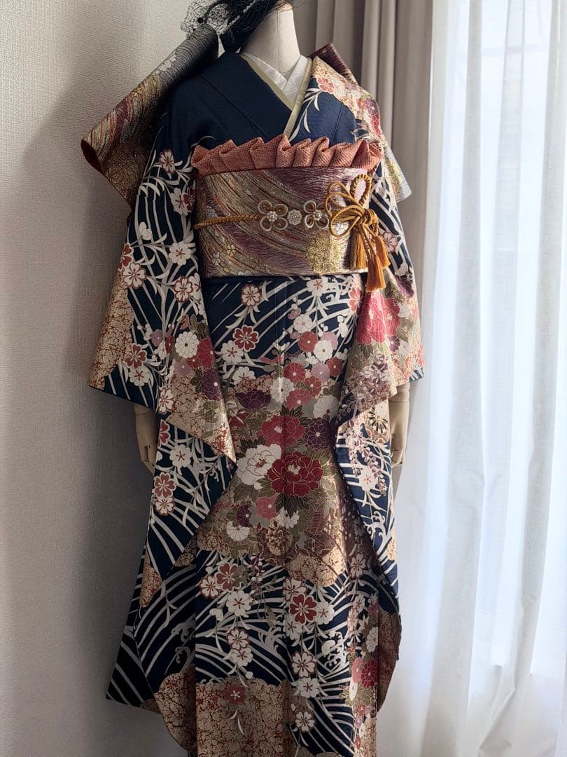 美しい振袖　フルセット　青い