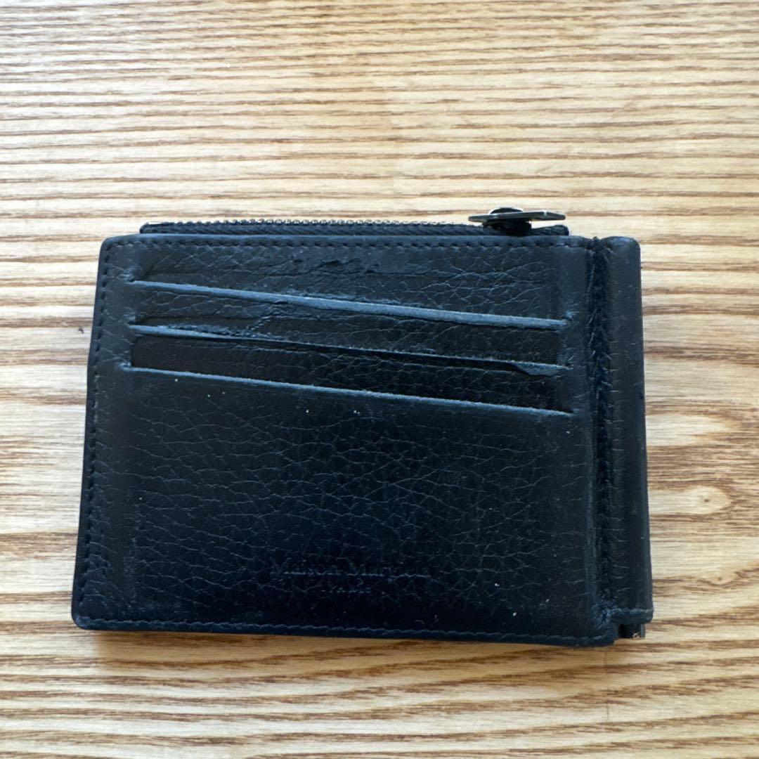 メゾンマルジェラ　黒 レザー マネークリップ カードスロット付き