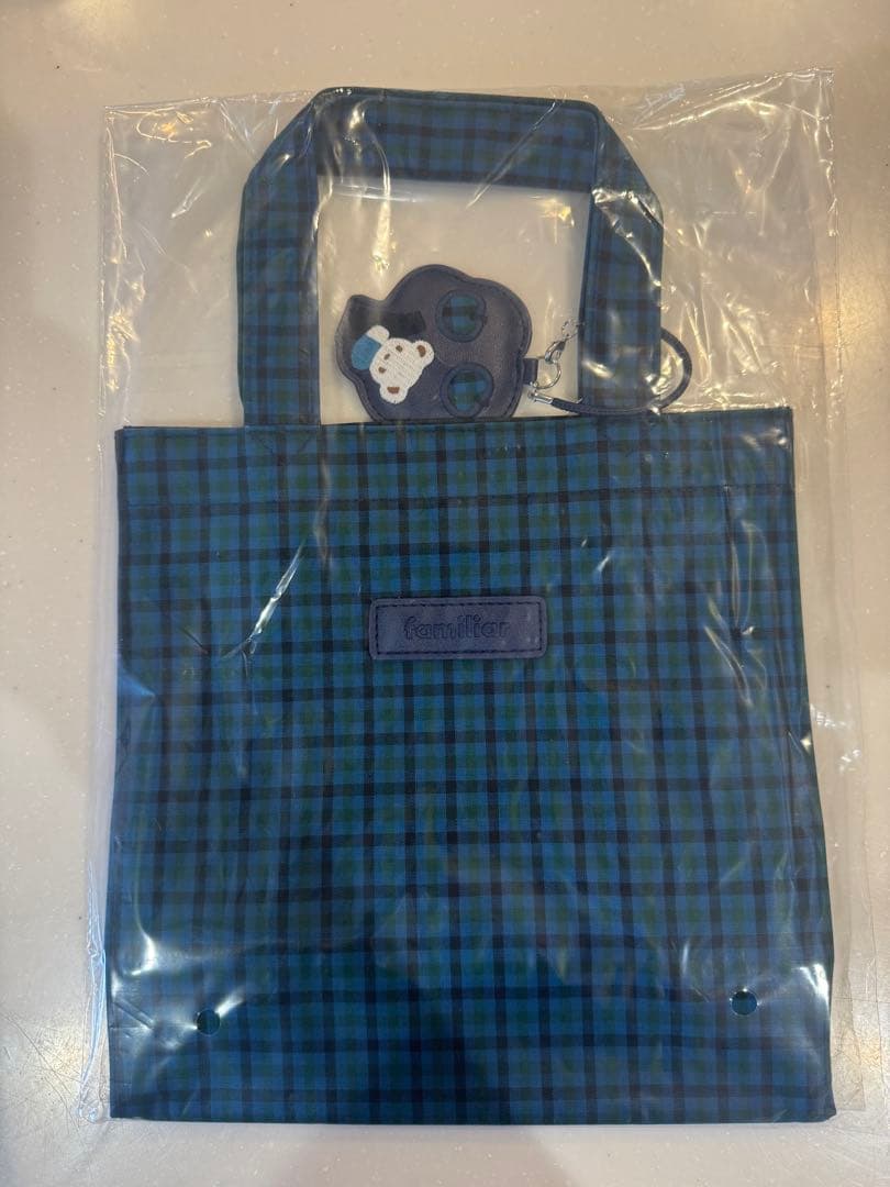 ★新品未開封　ファミリア　トートバッグ　小　青チェック