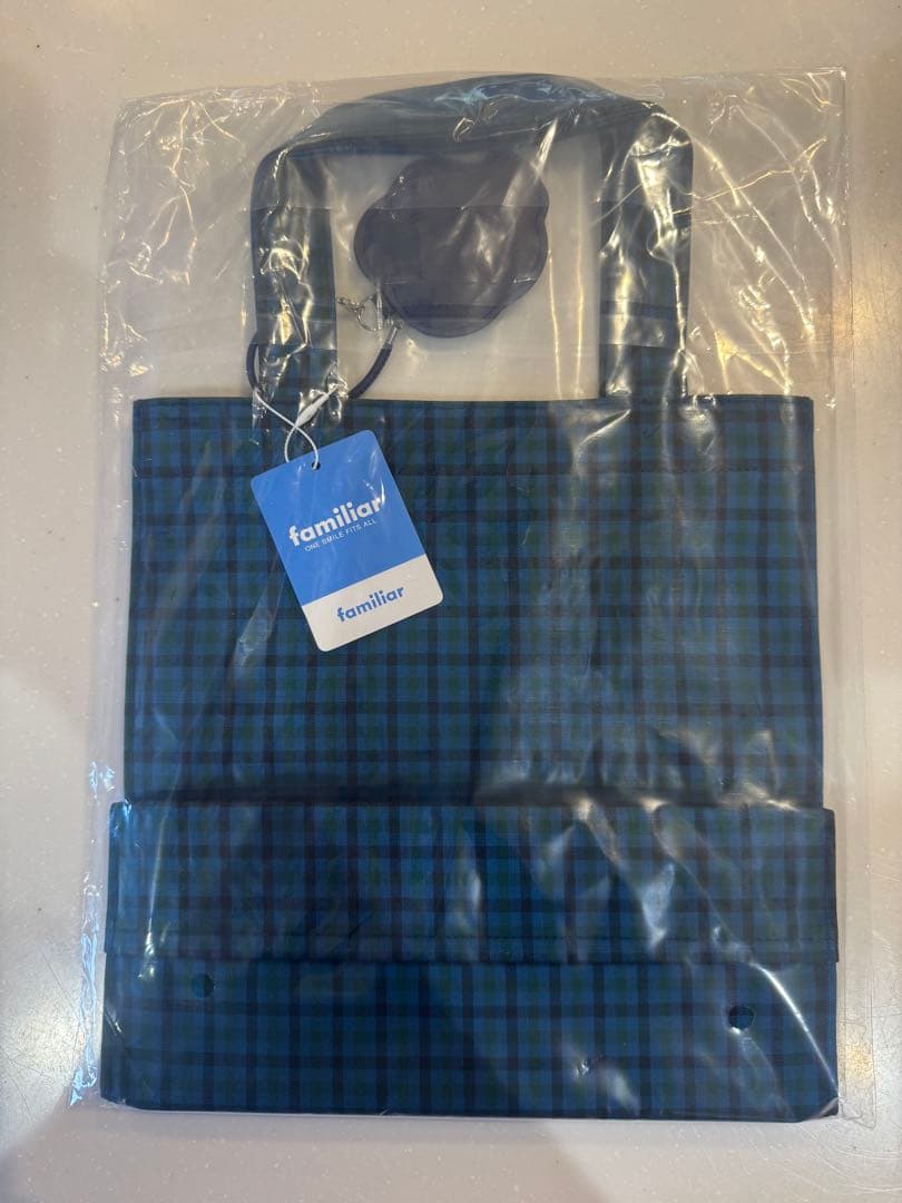★新品未開封　ファミリア　トートバッグ　小　青チェック