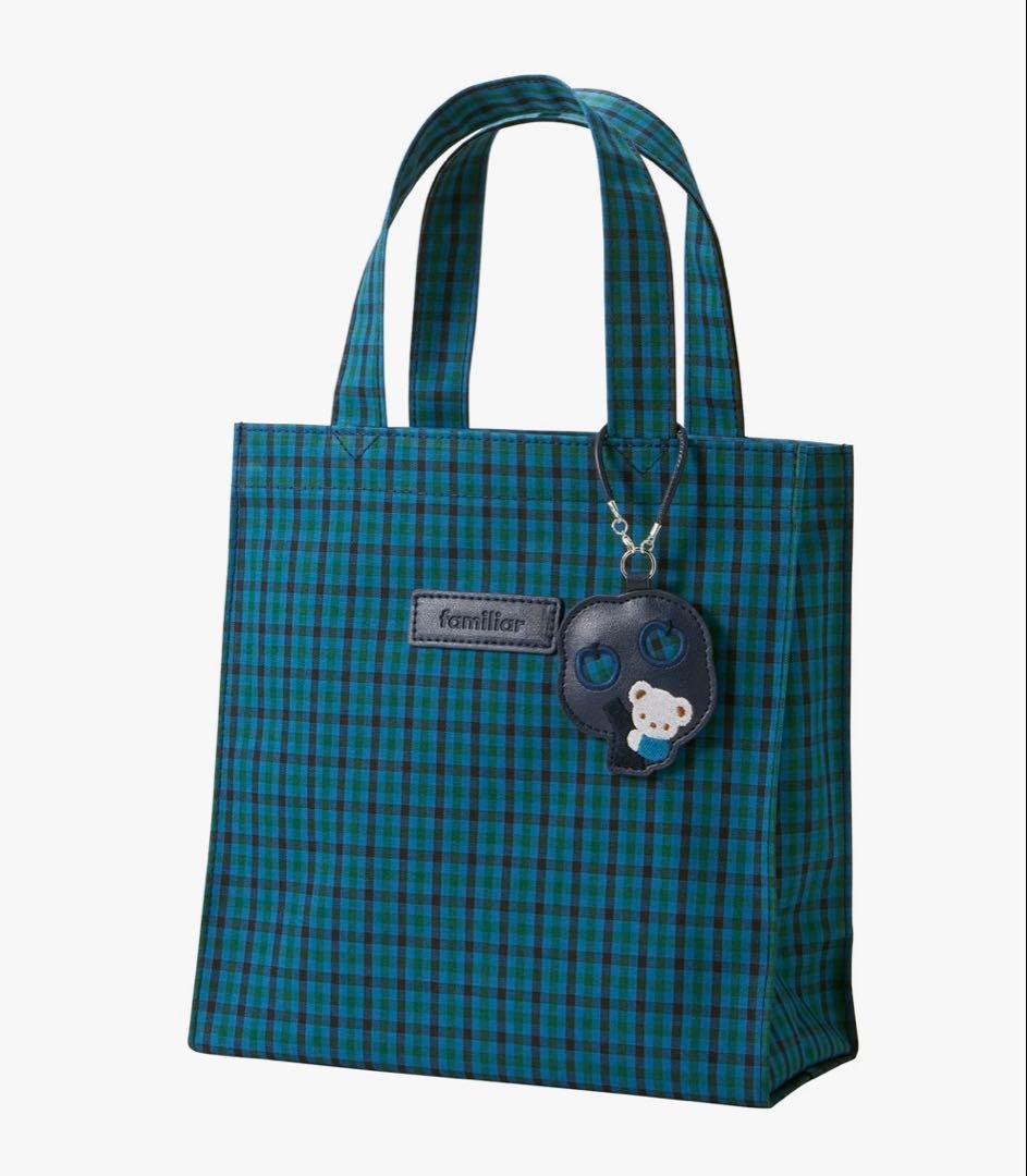 ★新品未開封　ファミリア　トートバッグ　小　青チェック