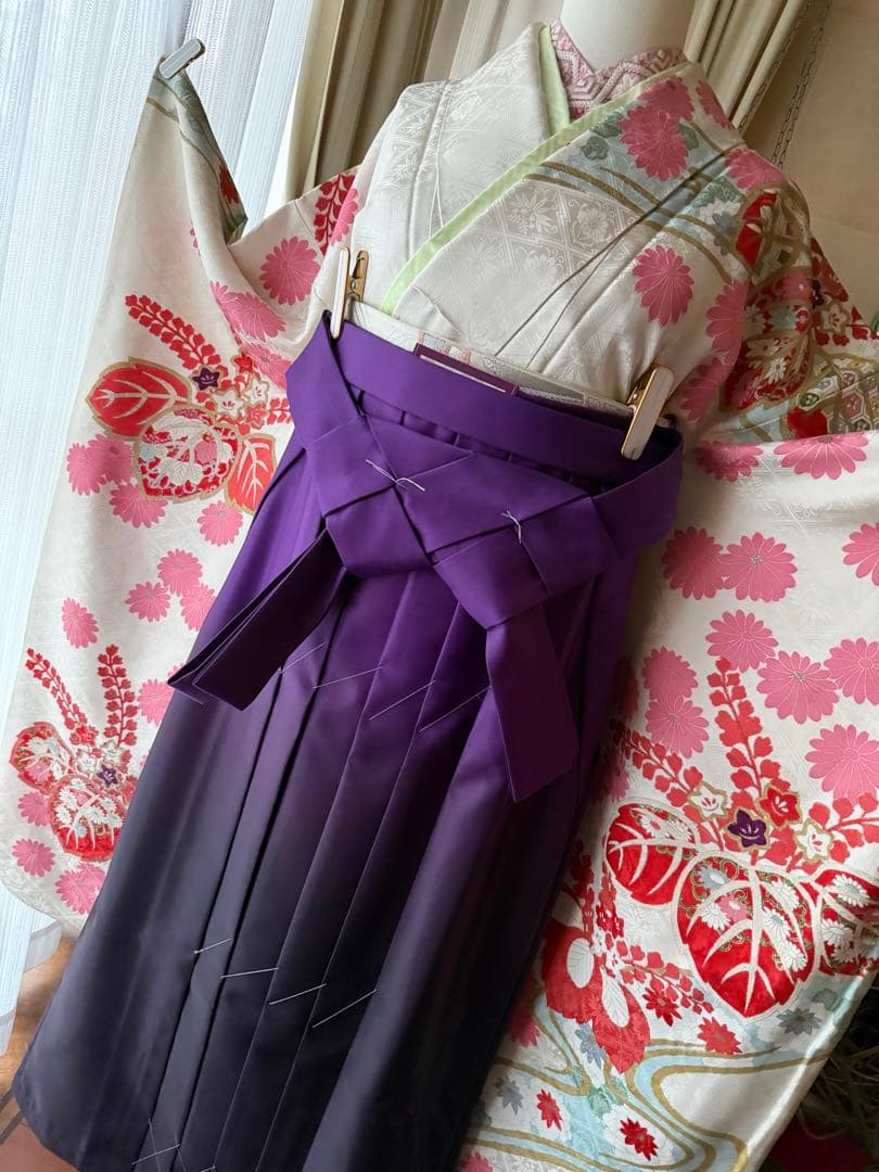 振袖フルセット アイボリー×ピンク×コーラル×ペールブルー×ゴールド 古典柄