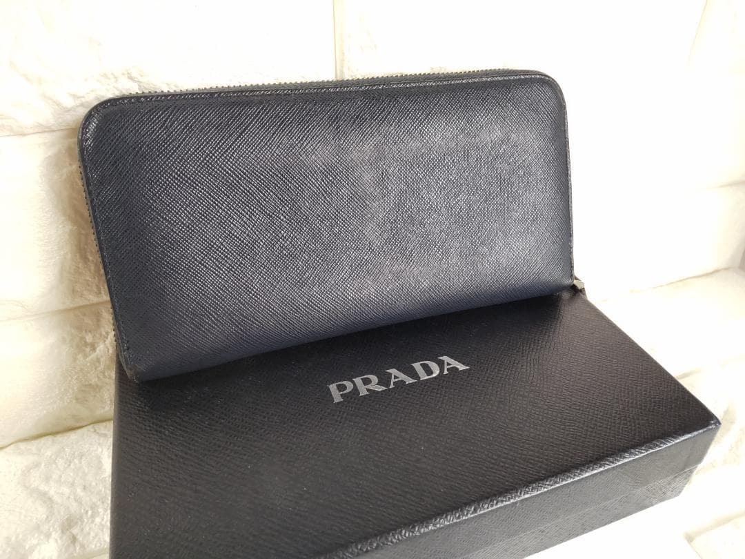 【美品】PRADA プラダ 長財布 ラウンドファスナー サフィアーノ バイカラー