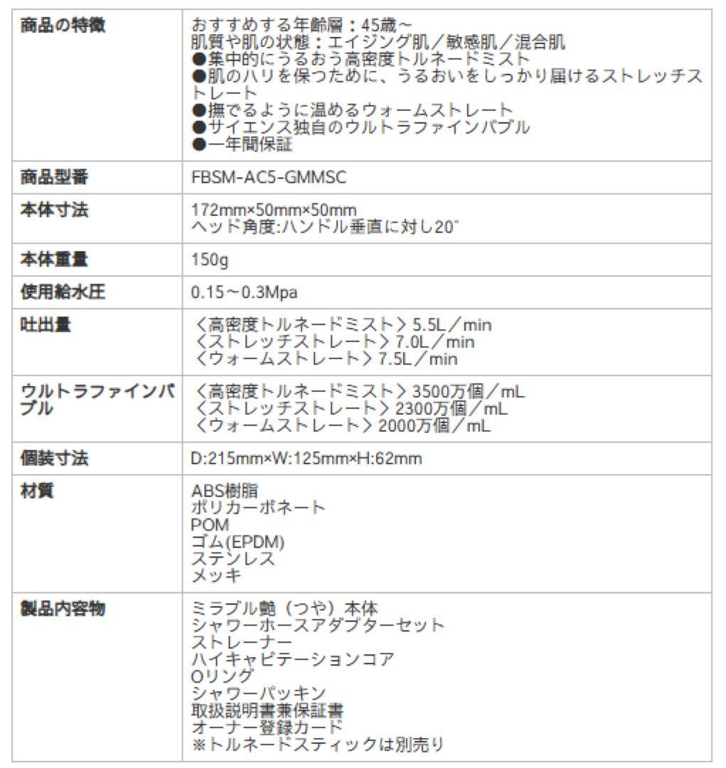 新品未使用 ミラブ 艶 つや ミラブル シャワーヘッド サイエンス