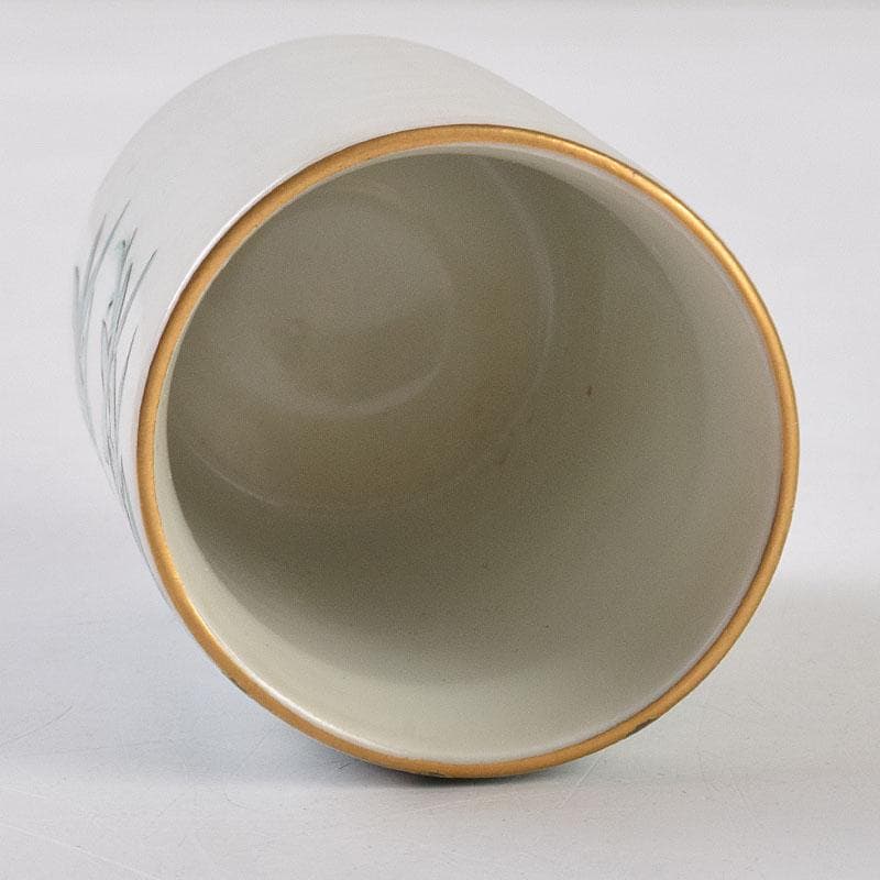 茶道具　渋草焼　渋草柳三作　色絵竹文　茶布筒　共箱　V　8990