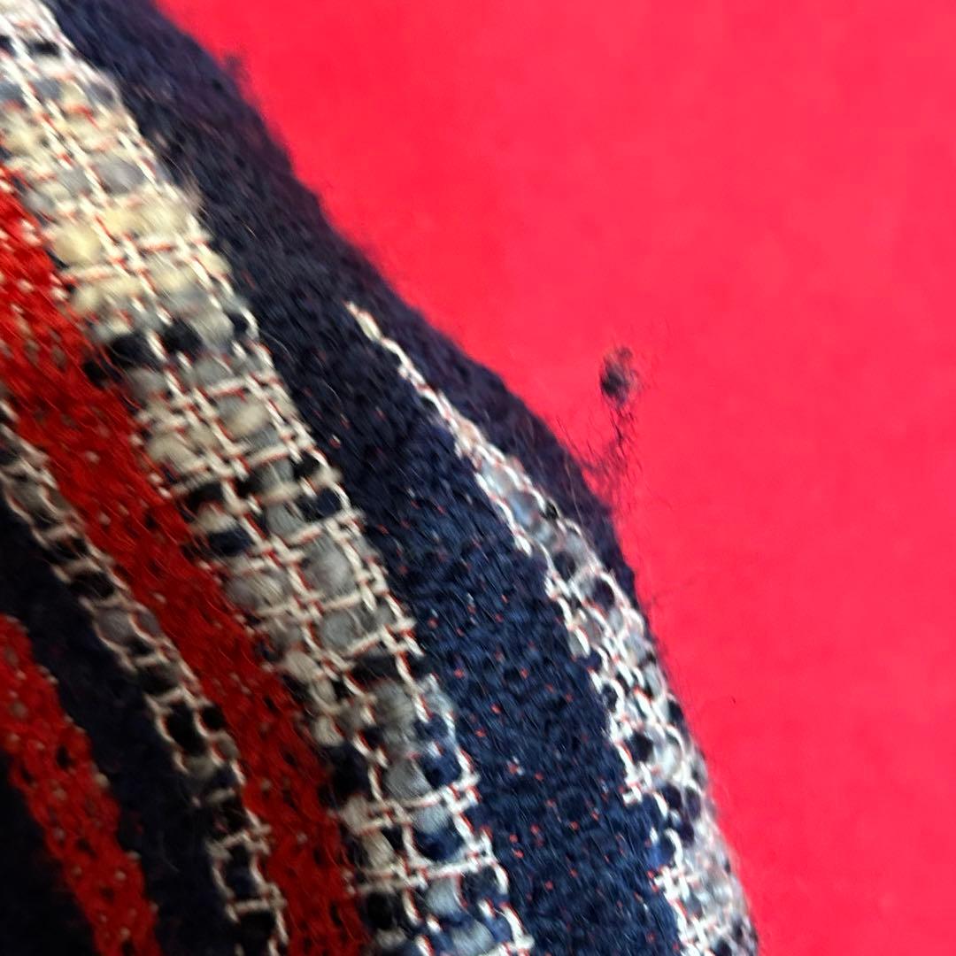 膝丈　プラダ　ツイード生地　チェック　巻き スカート　プリーツ　ウール　赤 紺