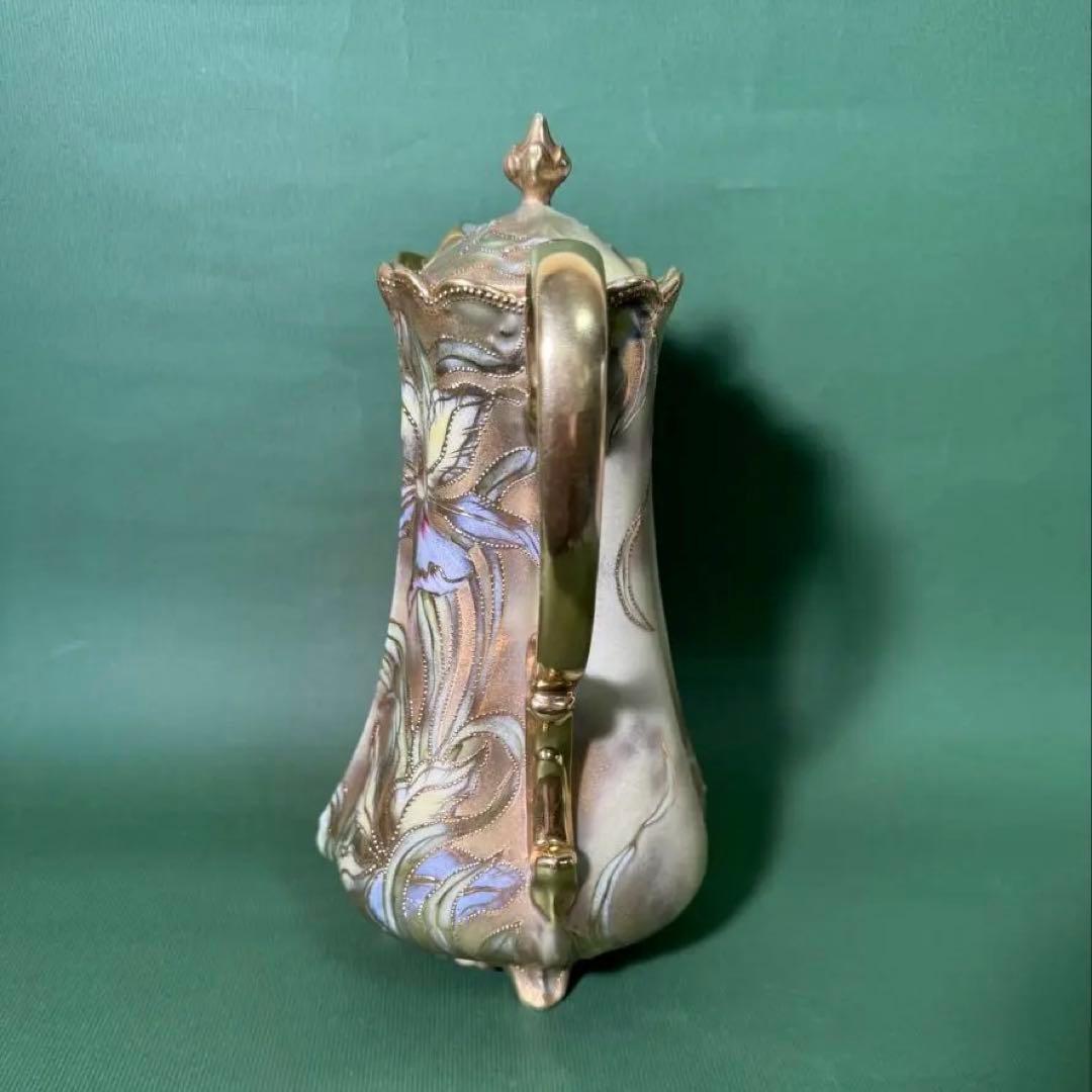 希少 オールドノリタケ ゴールドスプレー技法 モカセット メイプルリーフ