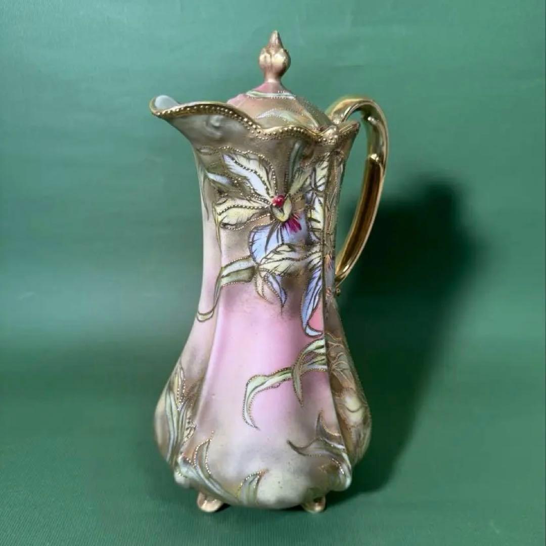 希少 オールドノリタケ ゴールドスプレー技法 モカセット メイプルリーフ