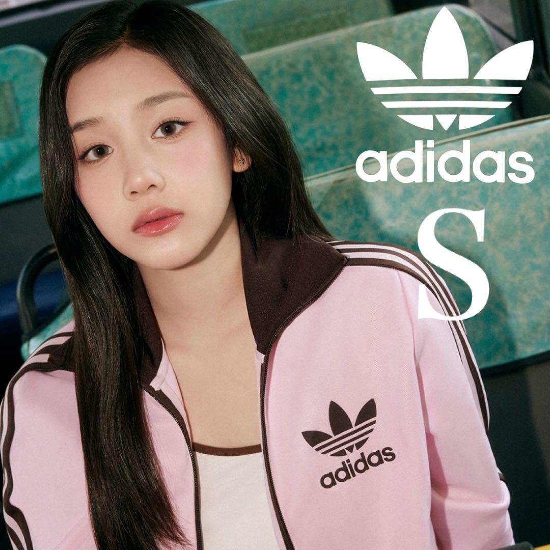 韓国限定⭐️新品S adidas トラックジャケット 刺繍ロゴ ピンク×ブラウン
