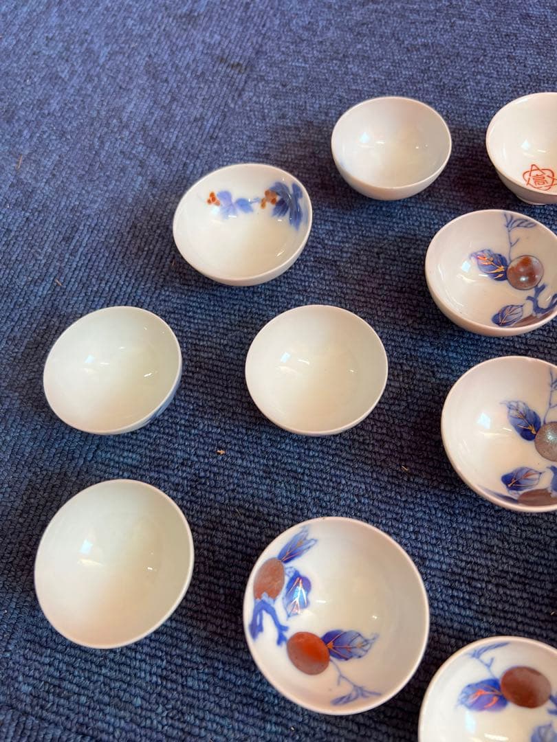 1119  深川製磁　有田焼　柿紋　猪口　19客　まとめ売り