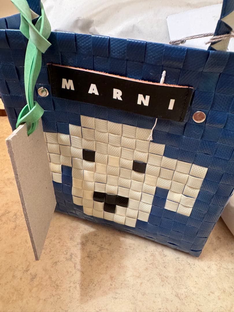 新アニマルバスケットマルニ　marni バスケット ピクニックバッグ　クリーム犬