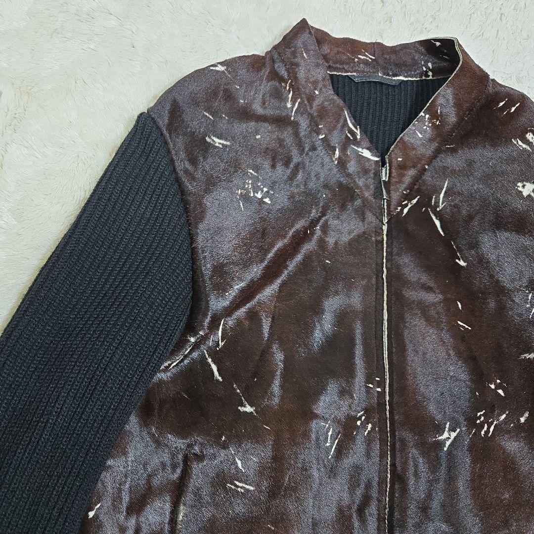 超希少 エンポリオアルマーニ ブラックポニー ハラコ毛皮 セーター ジャケット