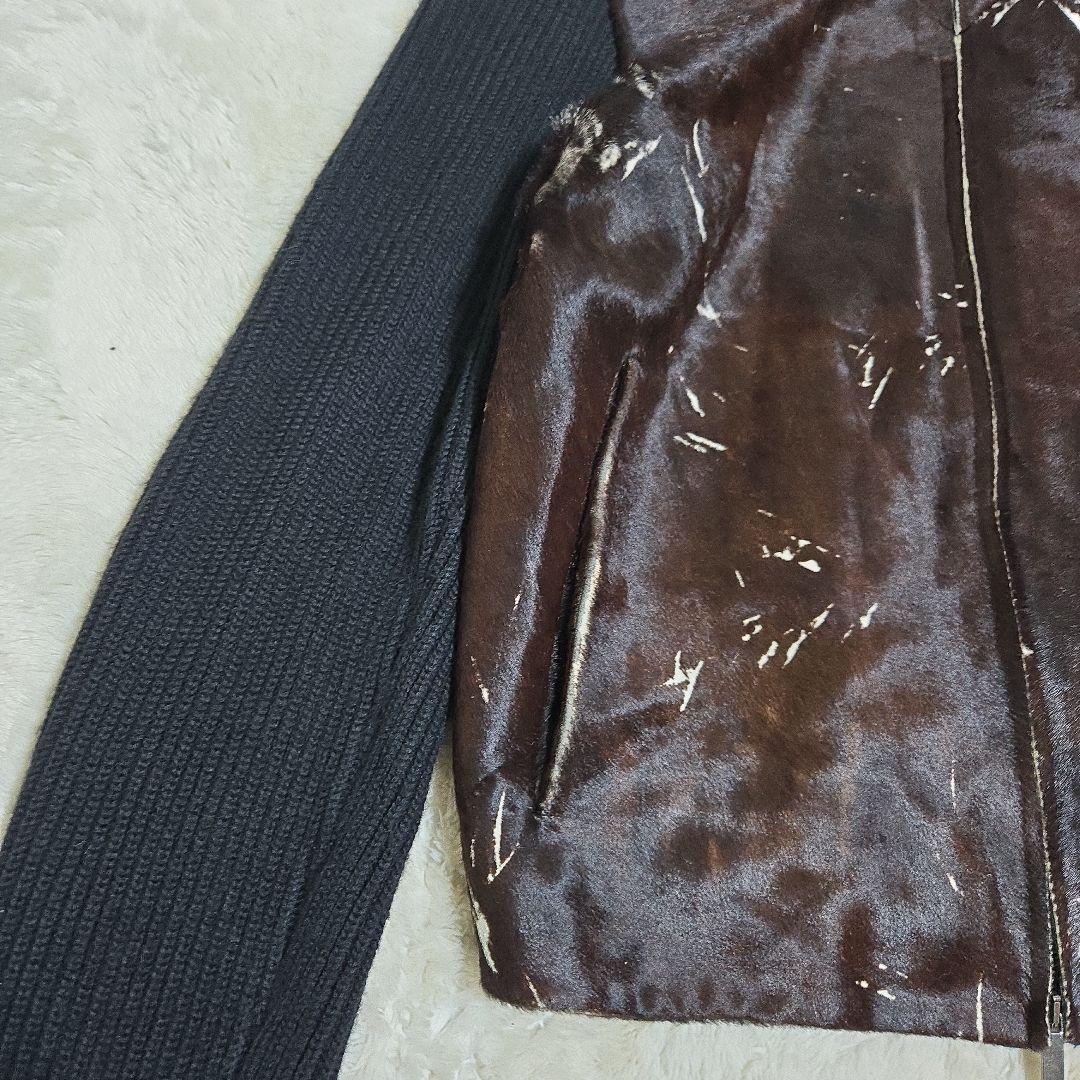 超希少 エンポリオアルマーニ ブラックポニー ハラコ毛皮 セーター ジャケット