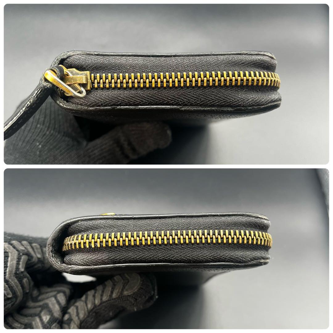 グッチ 長財布 ラウンドファスナー マーモント金具 レザー 本革 黒