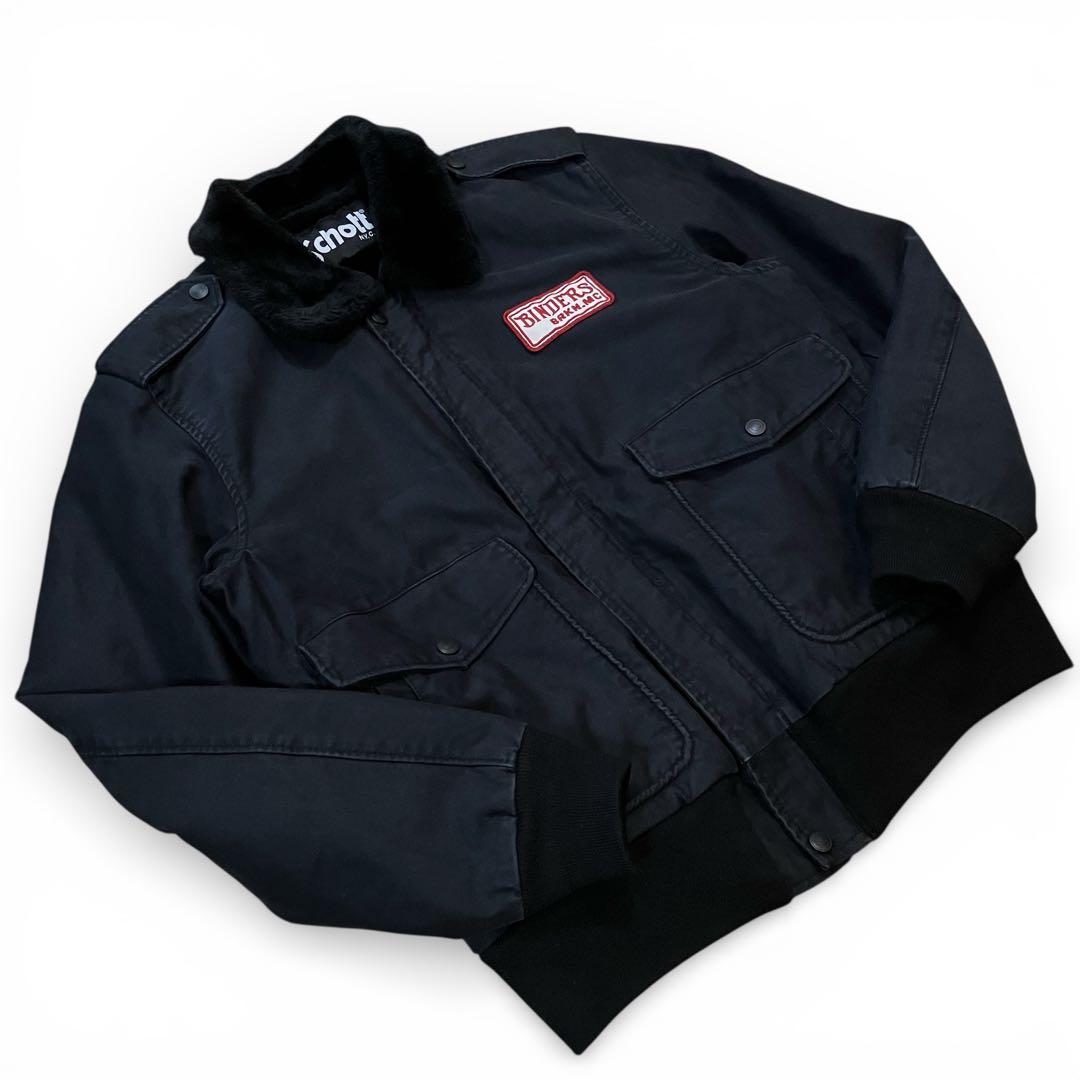 schott b-10 フライトジャケット ボア 襟付き コットン ショット L