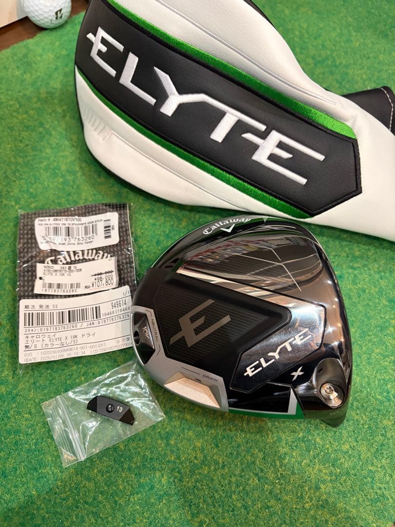 美品Elyte X 10Kドライバー ヘッド10.5°ウェイト13g付　エリート
