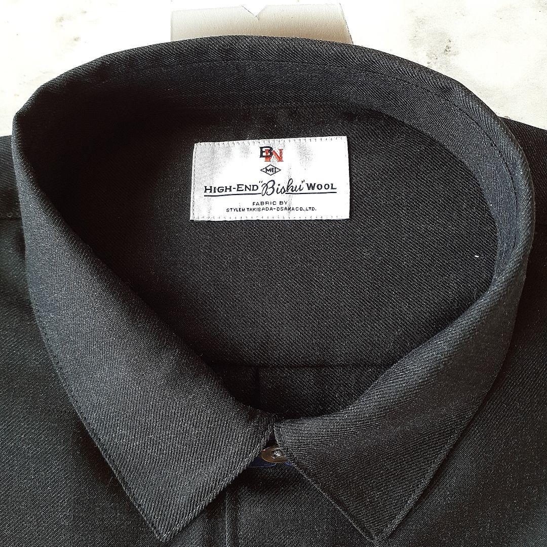 MBハイエンド尾州ウールシャツM オフホワイト、ブラック2枚セット