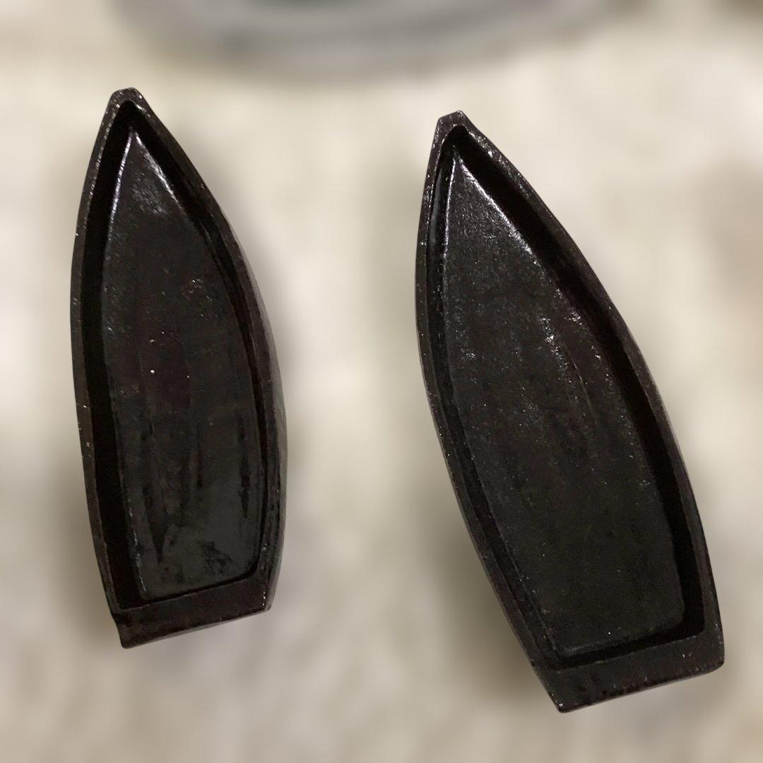 黒釉舟形向付　前菜皿　10客　新品未使用