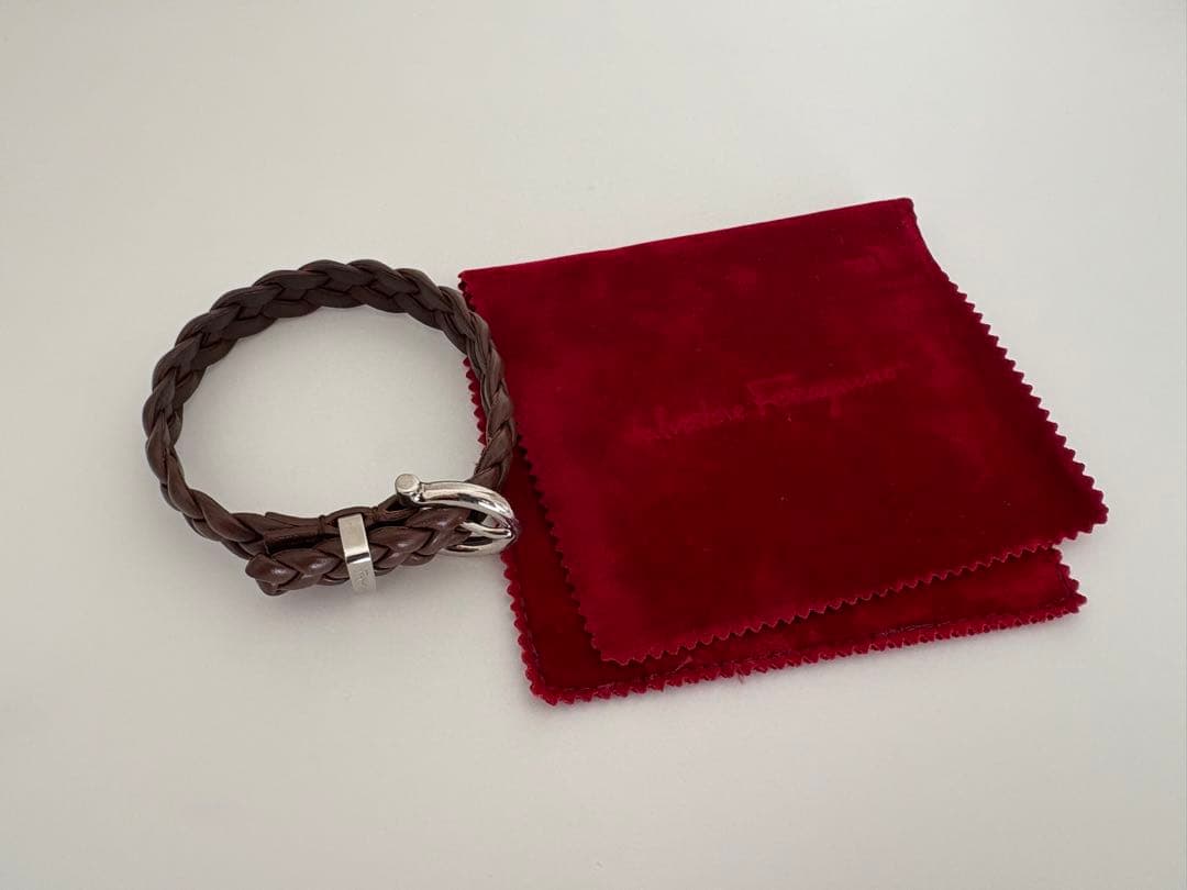 Ferragamo ブラウン レザー ブレスレット