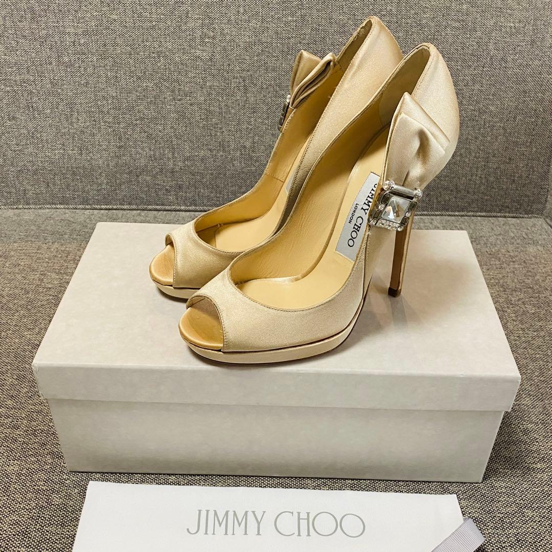 【未使用品】限定 完売 JIMMY CHOO シルクサテンビジューパンプス 37