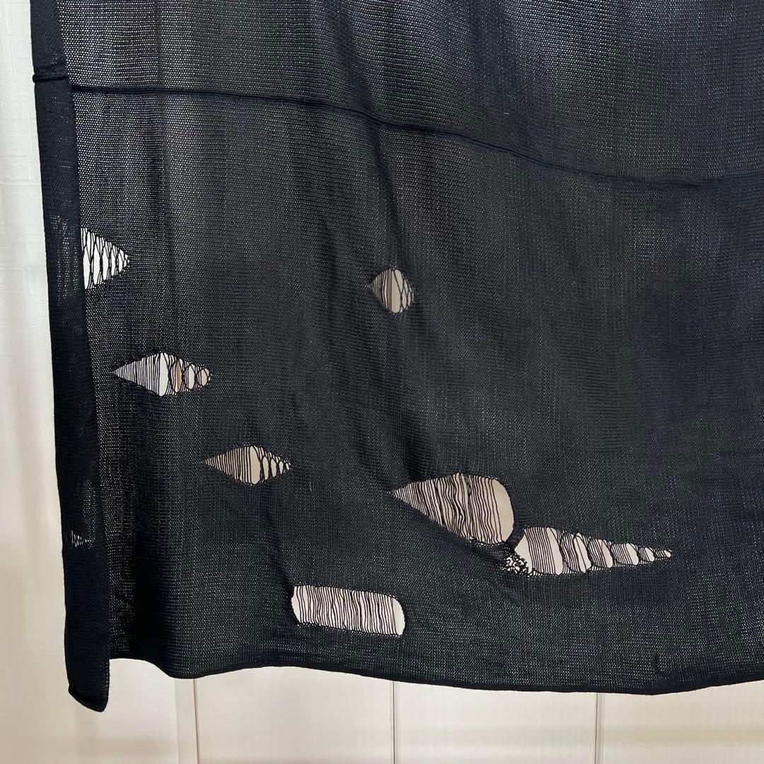 Michel Berandi バンブーニット クラッシュ加工羽織り ストール