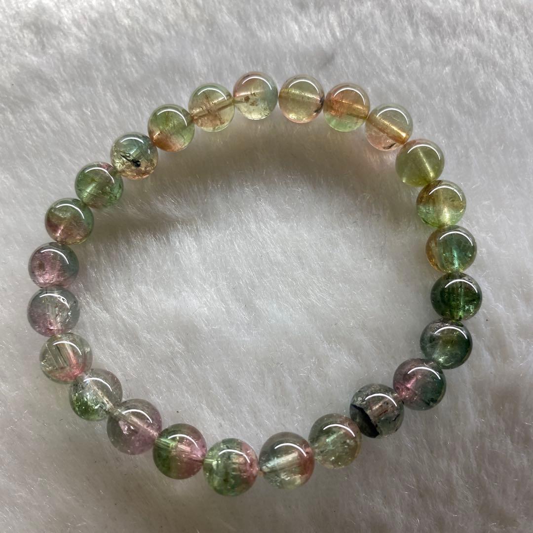 【宝石質】 ウォーターメロントルマリン　ブレスレット 15cm 7mm 高品質