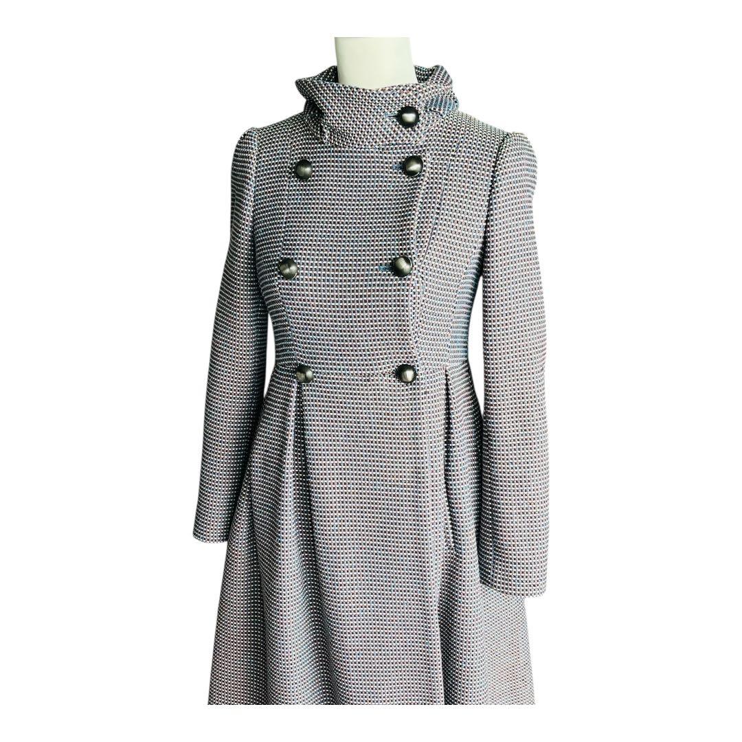 EMPORIO ARMANI 美ラインツイード風コート ロング　38 襟２way