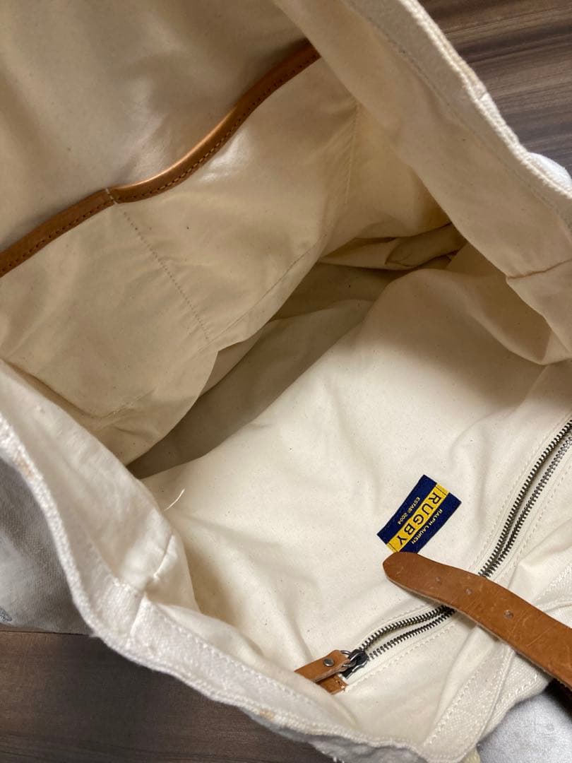 ラルフローレン　ラグビー　スカル刺繍　トートバッグ　キムタク　ベージュ