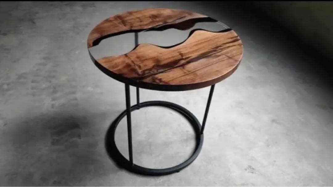 新春特別セール！レジンテーブル/プレミアムグレー/サークル/ハンドメイド/一点物