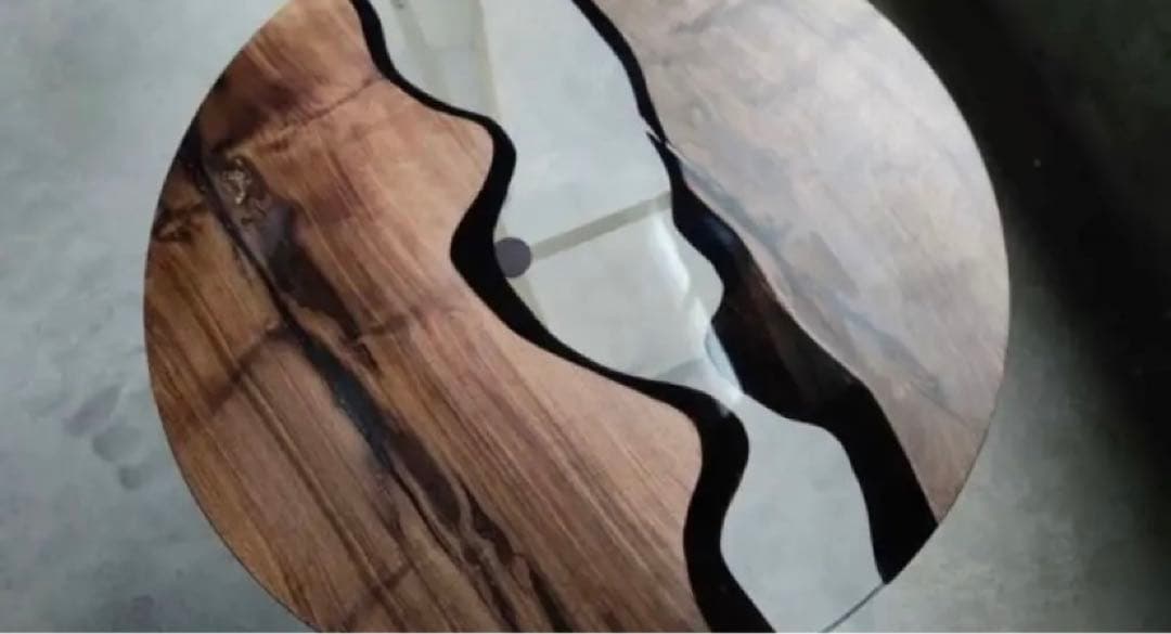 新春特別セール！レジンテーブル/プレミアムグレー/サークル/ハンドメイド/一点物