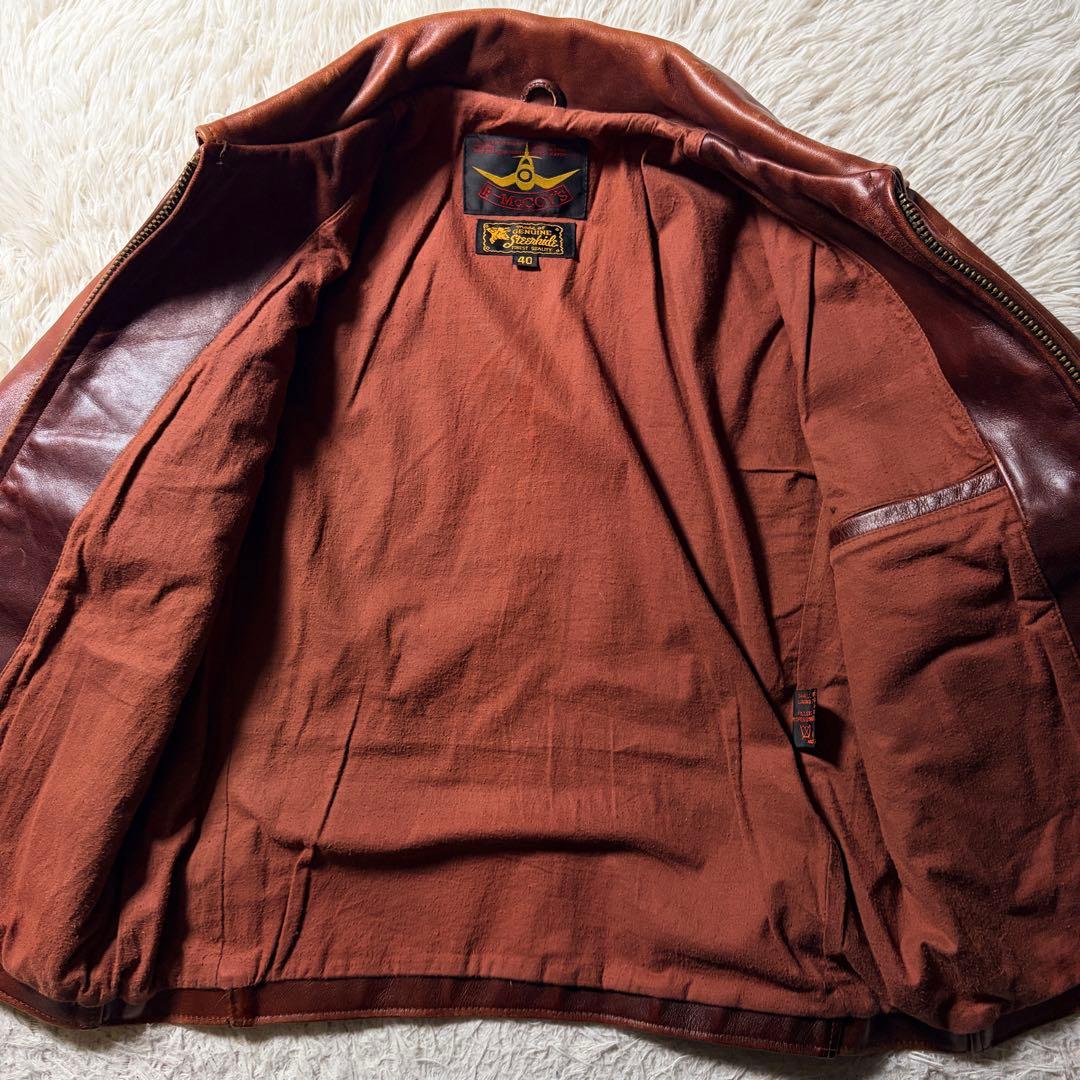 【雰囲気抜群】B-McCOY'S ライダースジャケット　ステアハイド　赤茶　40