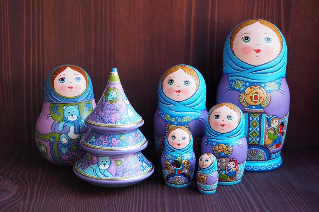 【30ロシア雑貨☆マトリョーシカ『Russian Winter』5Pオリガ作