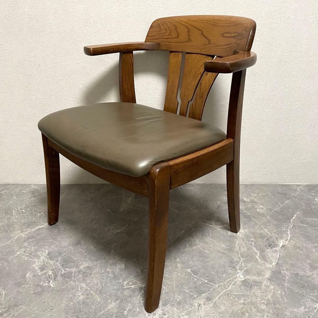 希少　辻木工　アームダイニングチェア① ヴィンテージ オーク無垢材 木製椅子