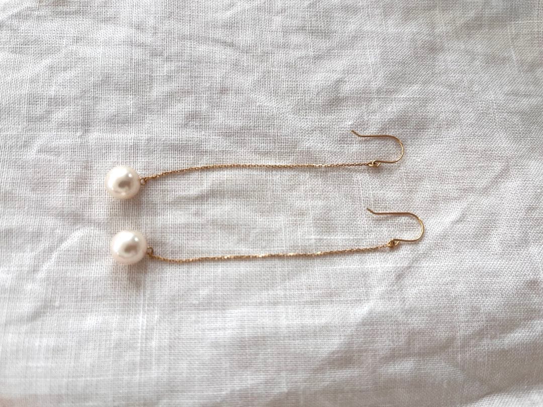 アコヤ真珠　パールピアス　8mm K18YG アメリカンピアス　18金