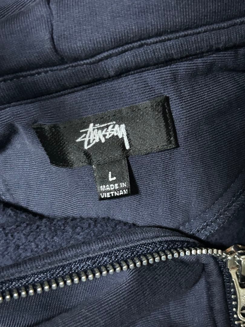 Stussy ネイビー ジップアップフーディ パーカー