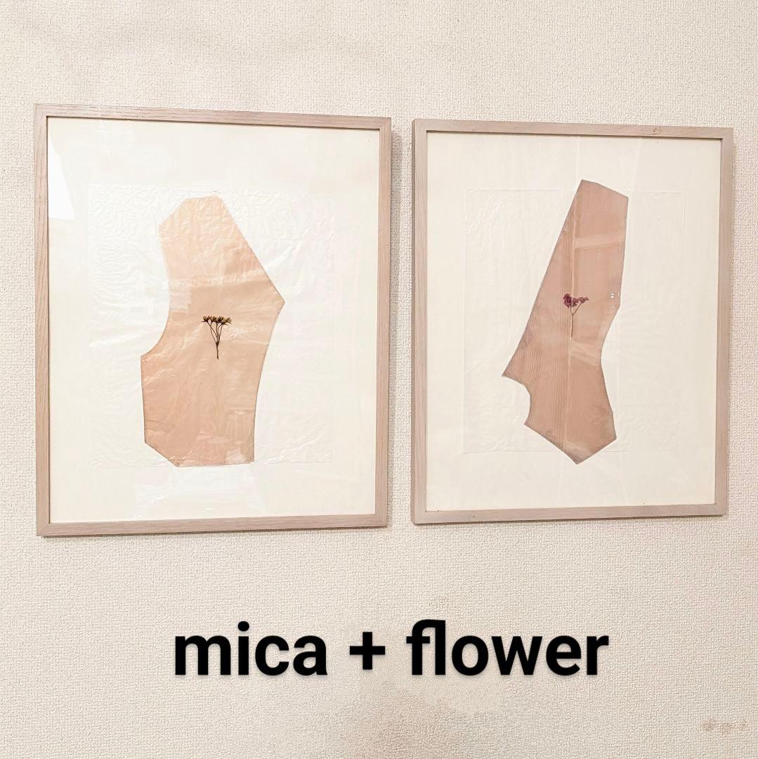 鉱物標本　mica +dry花 2点対雲母原石