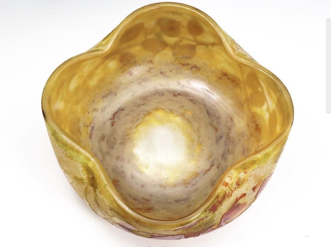 ドームナンシー ローズヒップ文 ガラス鉢 ボウル 花瓶 フランス