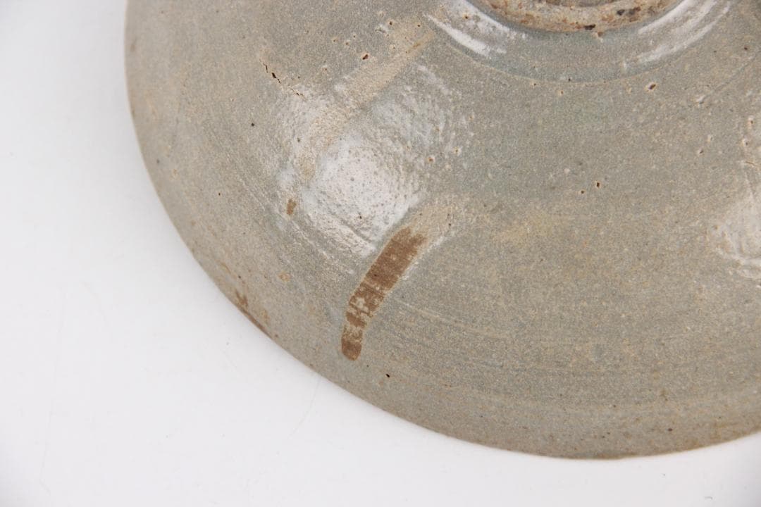 李朝初期 粉青 刻花碗 朝鮮古陶 高麗 茶碗 古美術 骨董 EL11-15