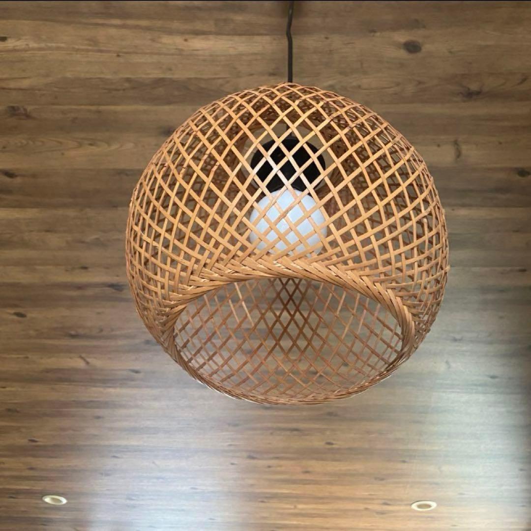 竹細工　天井照明　和風モダン　ペンダントライト　ナチュラル　昭和レトロ