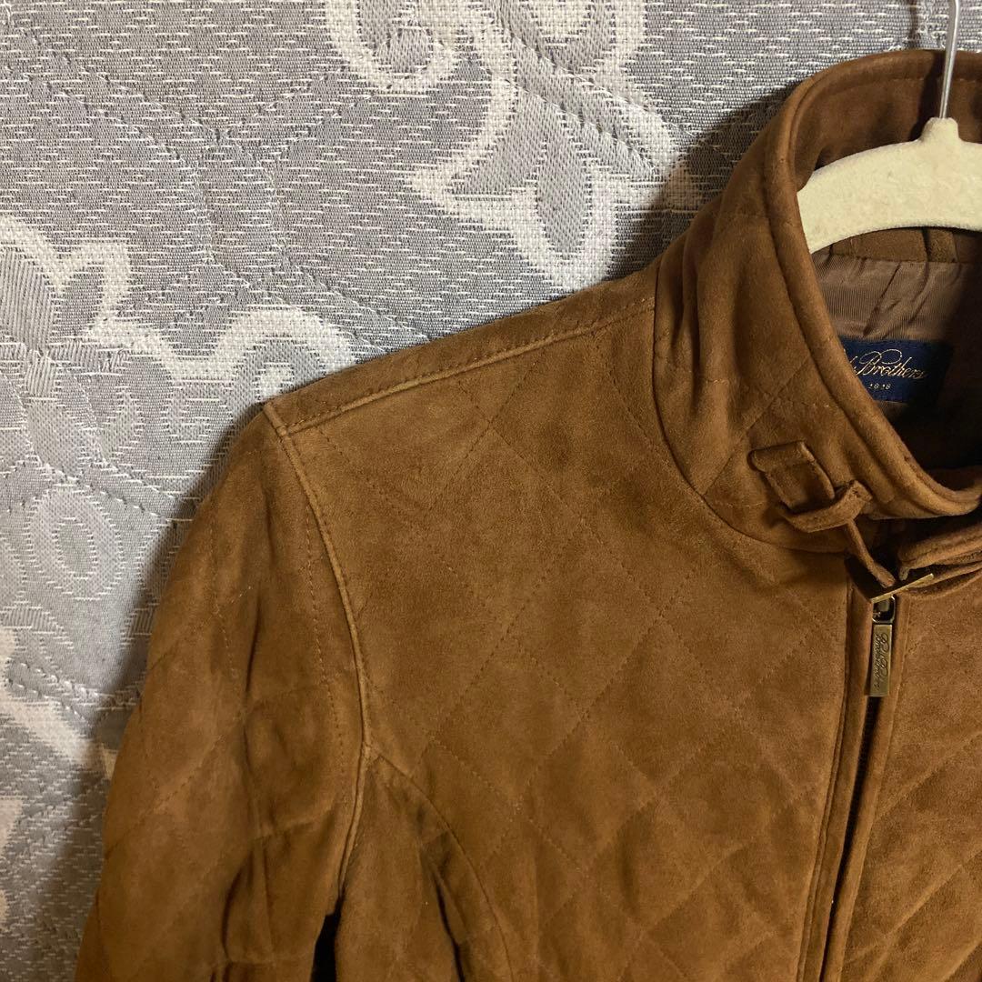 ブルックスブラザーズ　ブラウンスウェードレザーキルティングジャケット