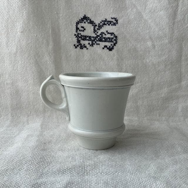 希少美品◆クレイユモントロー白いブリュロオクトゴナルカフェオレボウルカップジアン