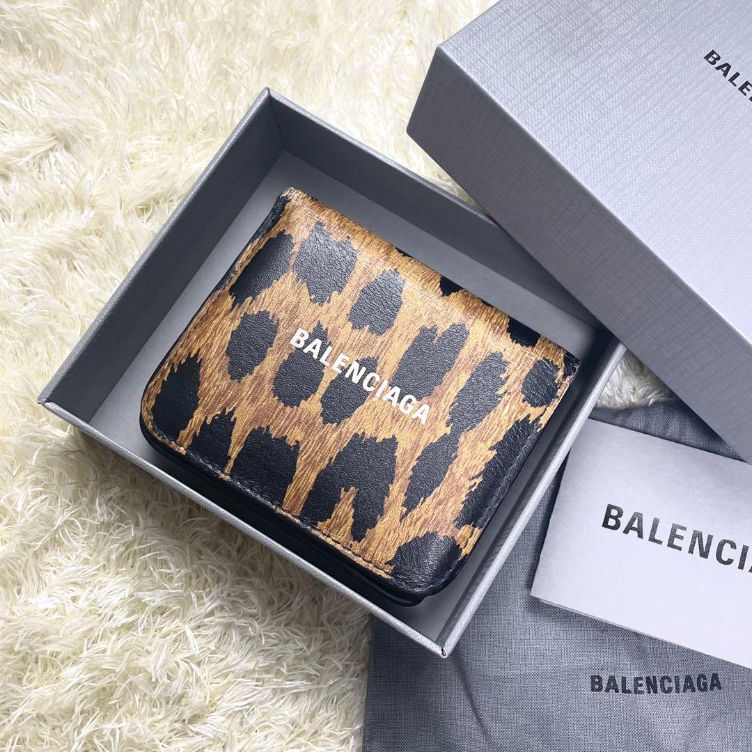 付属品完備 バレンシアガ エブリデイ 二つ折り財布 コンパクト レオパード