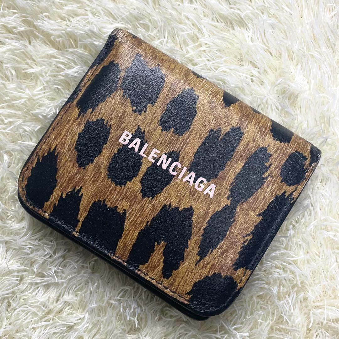 付属品完備 バレンシアガ エブリデイ 二つ折り財布 コンパクト レオパード