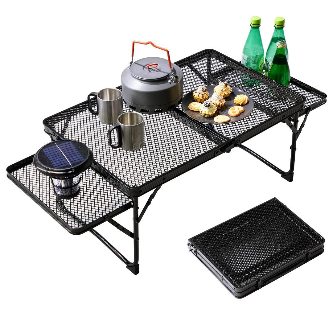 キャンプ テーブル 軽量 アウトドア 折りたたみテーブル メッシュ