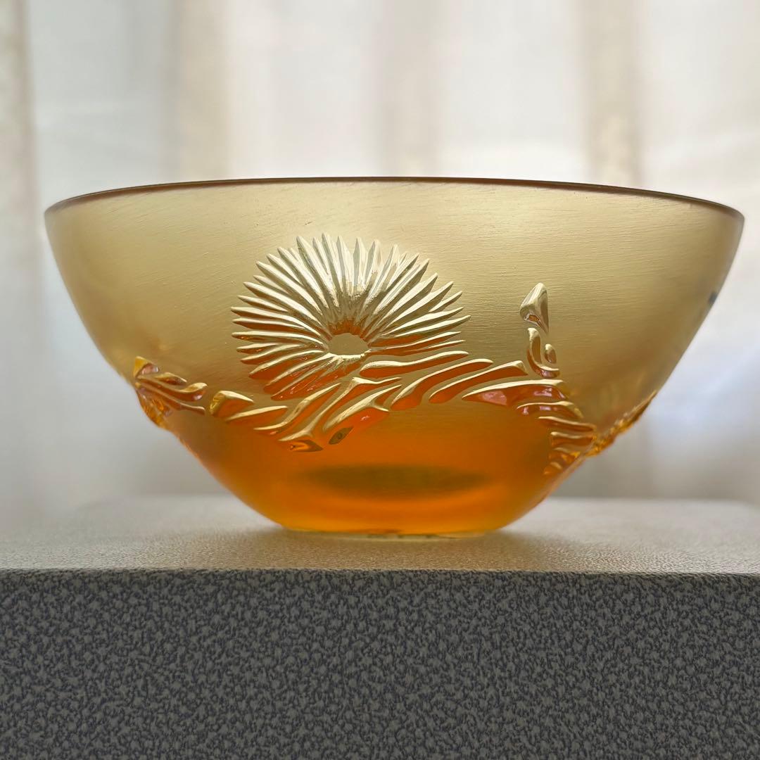 【レア美品 】LALIQUE アンバー ボウル 11cm China Mood
