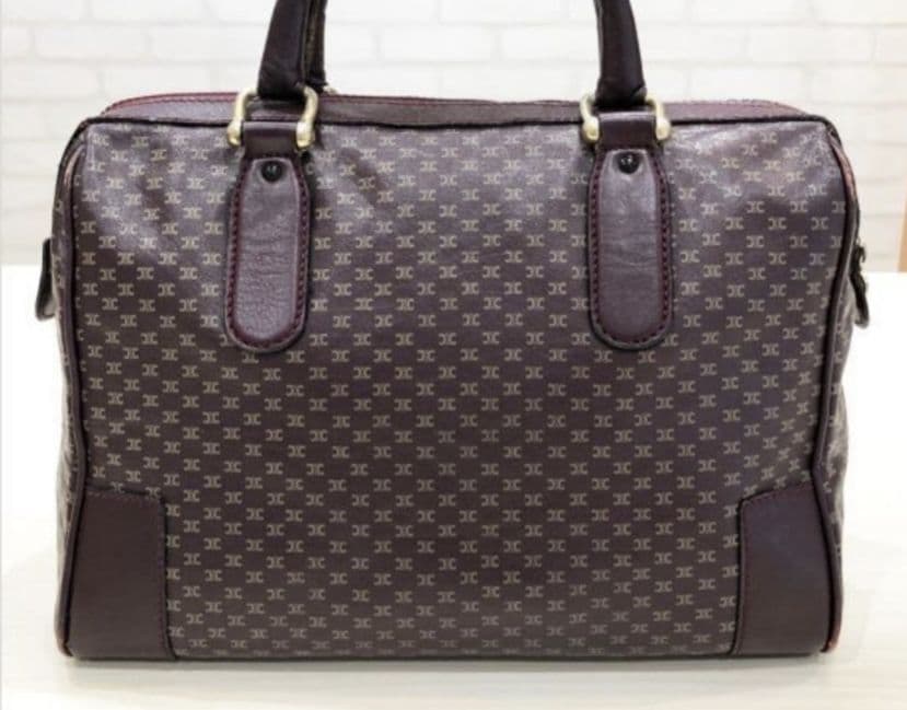 [即購入可能]セリーヌ ハンドバッグ マカダム柄 レザー ボルドー系