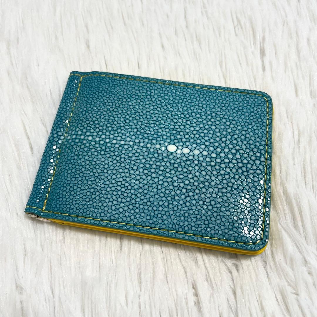 【未使用】バハリ　マネークリップ　ポリッシュ加工　ガルーシャ　ターコイズブルー
