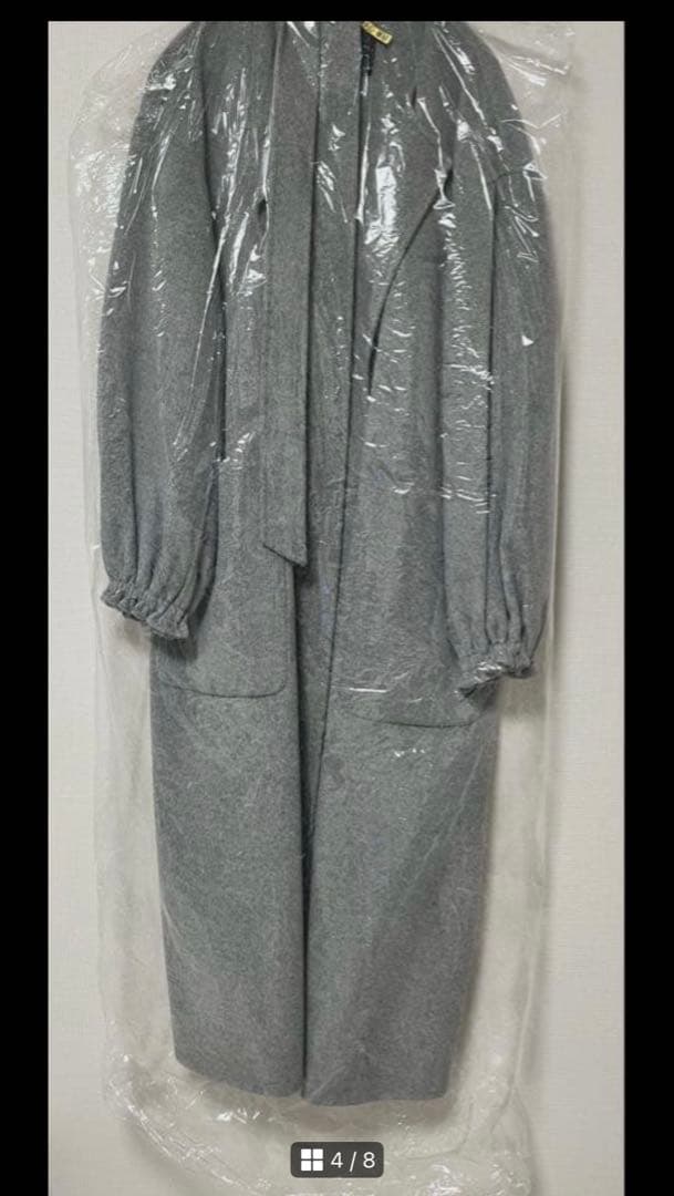 【値下げ】スピックアンドスパン ボリュームスリーブノーカラーリバーコート　グレー